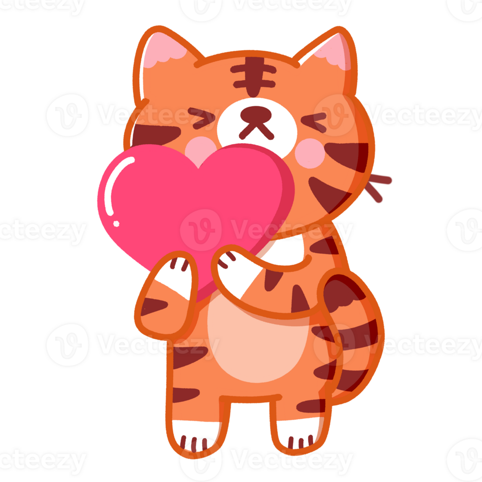 Cute Tiger with Heart png