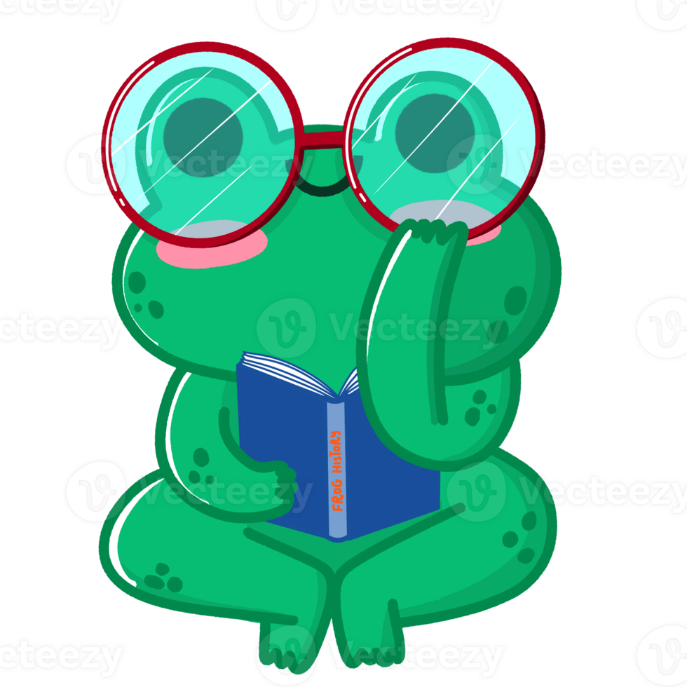 Reading Cute Frog png