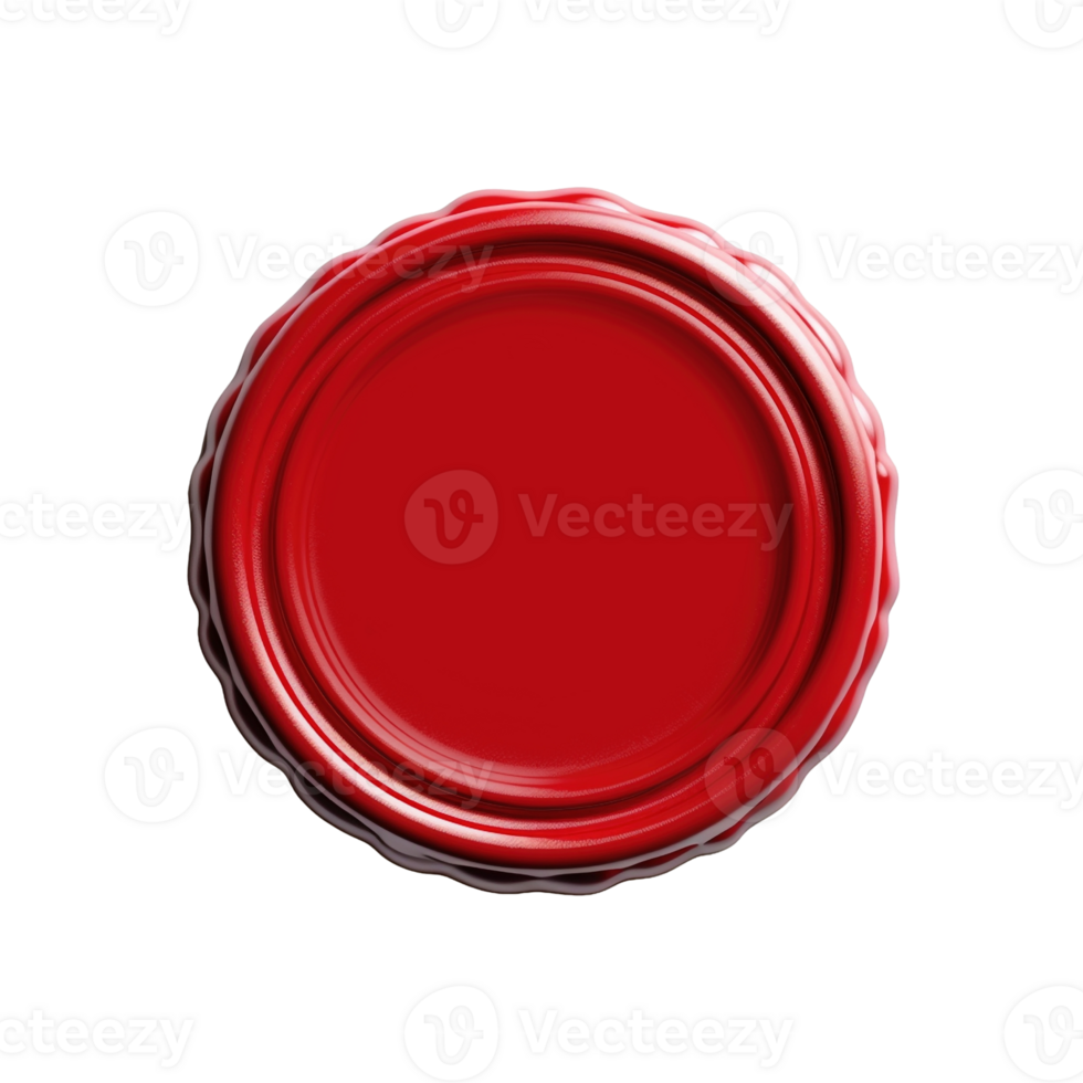 Red wax seal isolated on transparent background, created with generative AI png