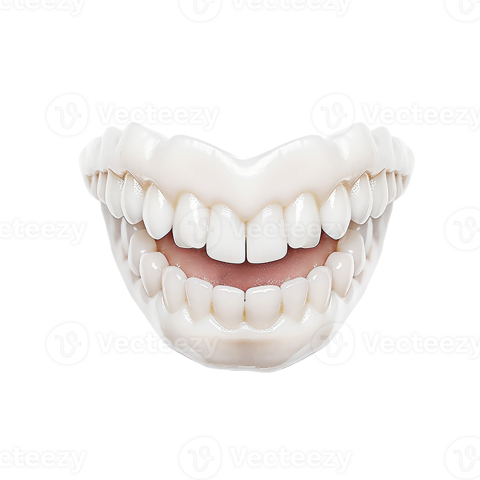 Happy white teeth isolated on transparent background, created with generative AI png