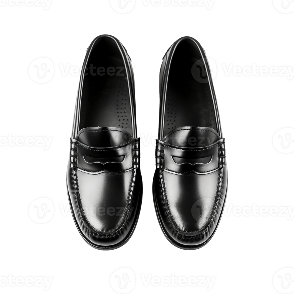 Black leather male shoes isolated on transparent background, created with generative AI png