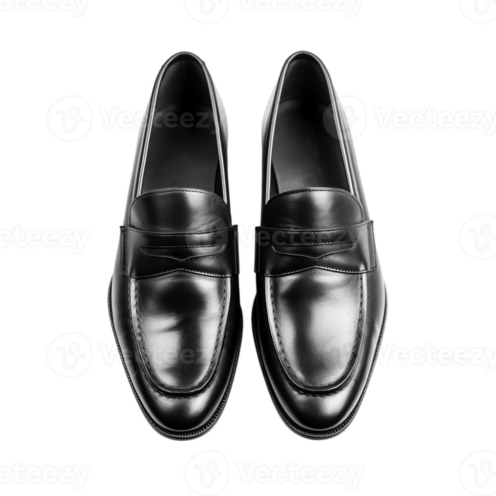Black leather male shoes isolated on transparent background, created with generative AI png