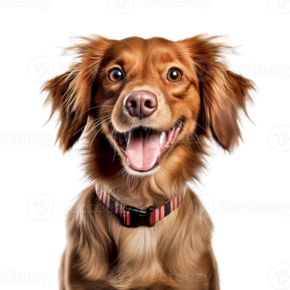 Very happy smiling dog portrait isolated on transparent background, created with generative AI png