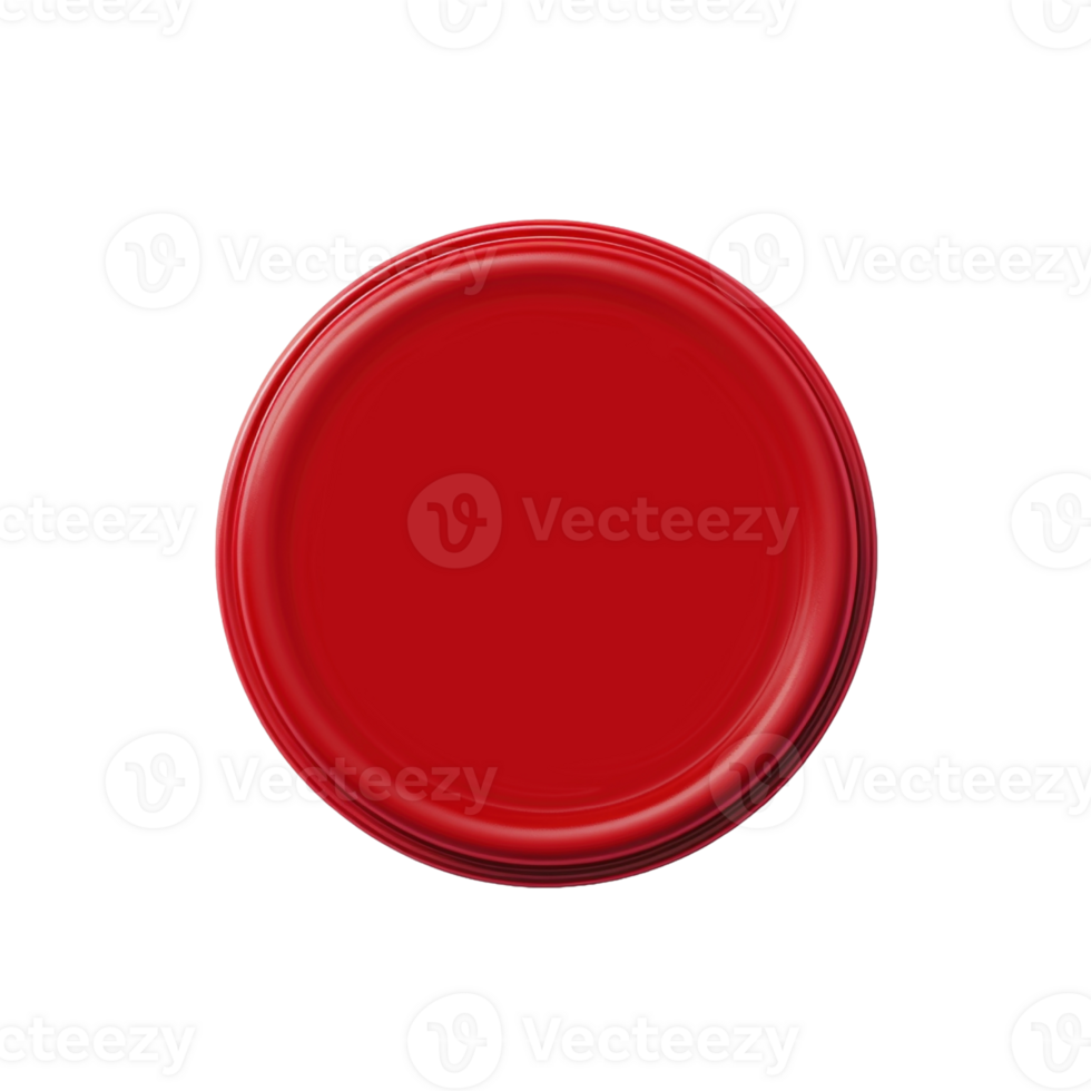 Red wax seal isolated on transparent background, created with