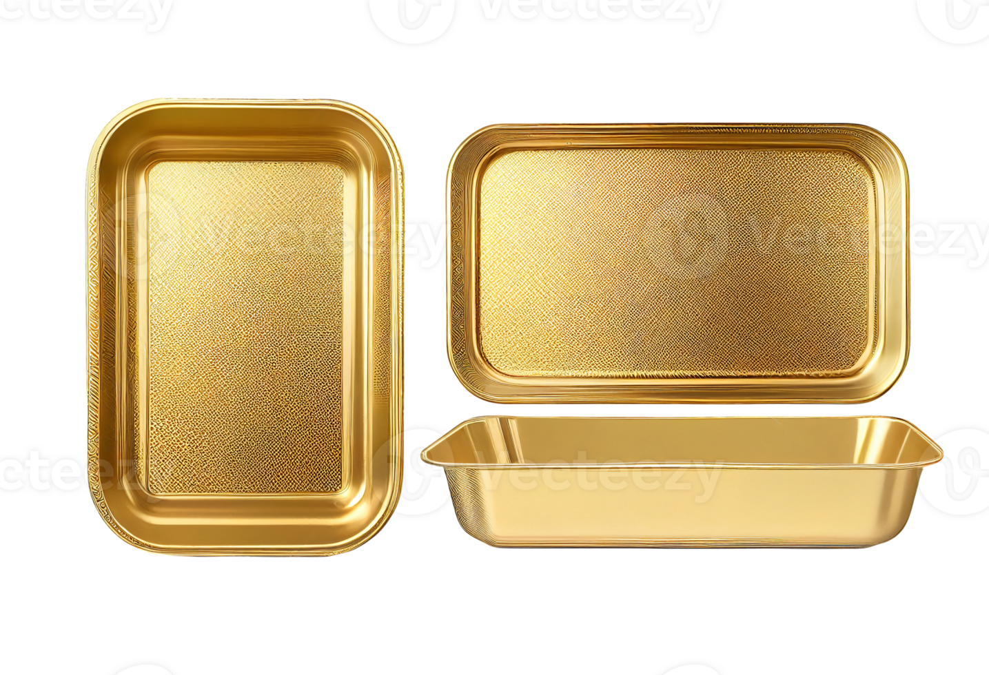 Golden tray set isolated on transparent background, created with generative AI png