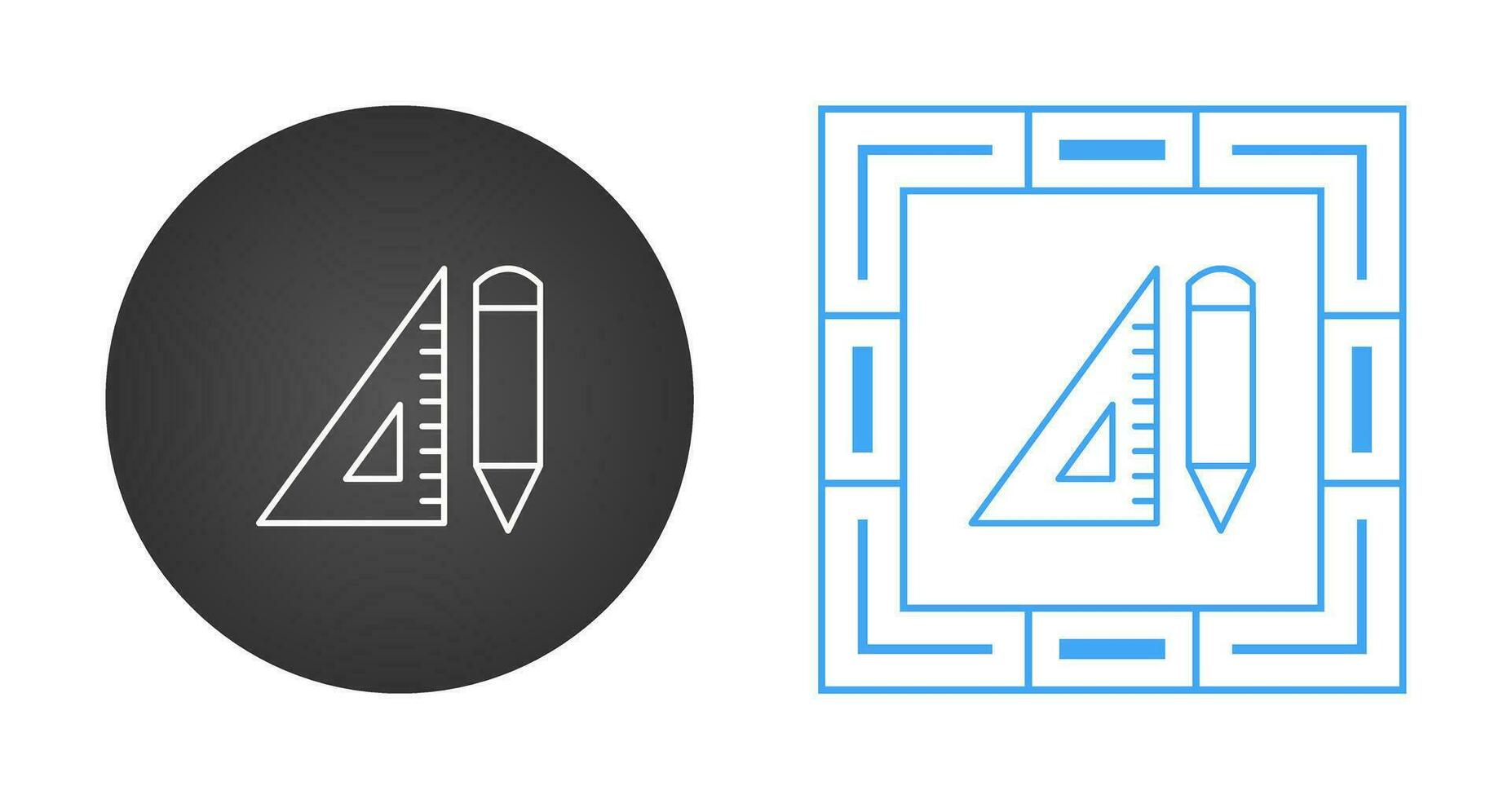 Pencil and Set Square Vector Icon