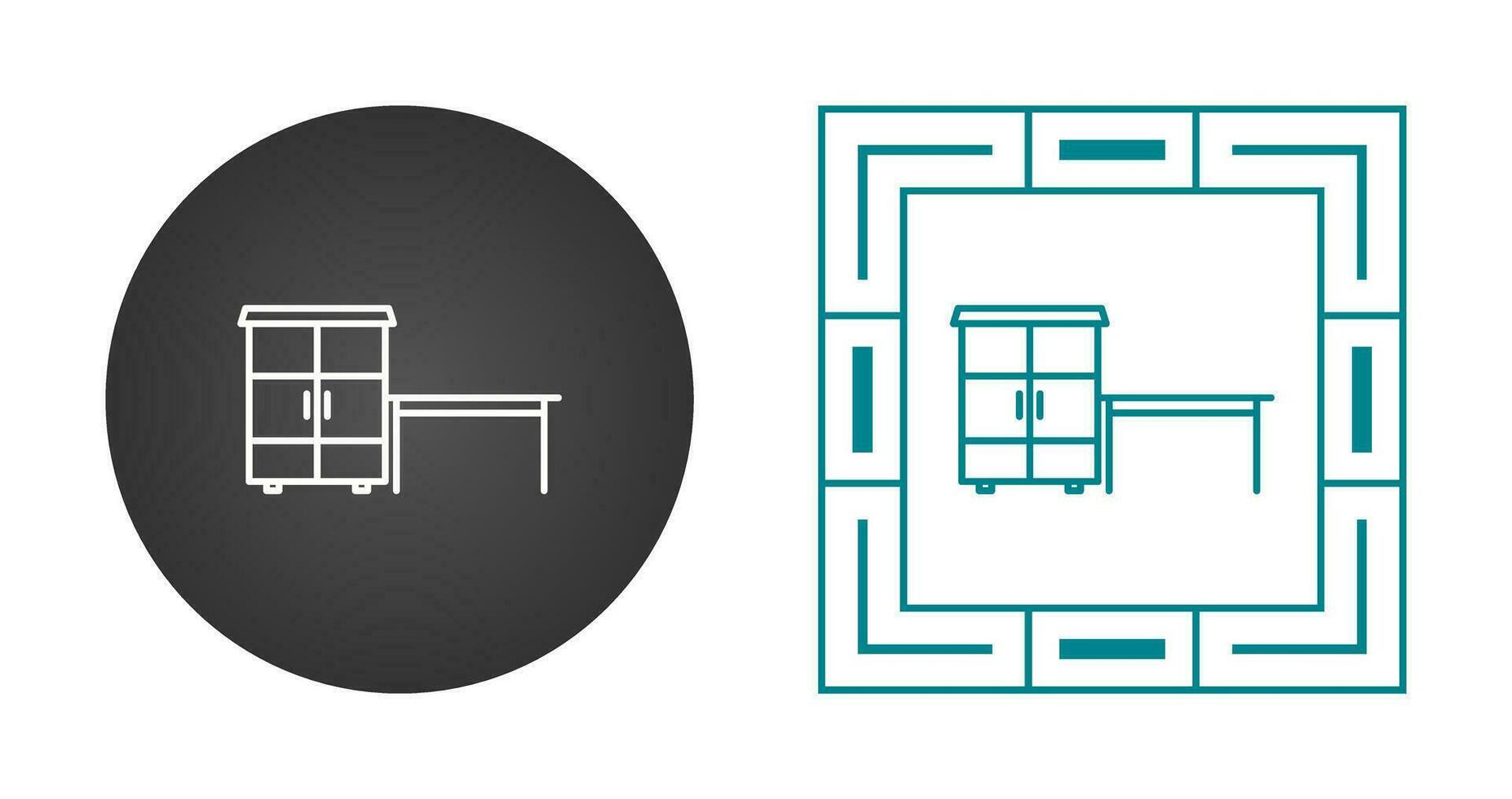 Table with Shelves Vector Icon
