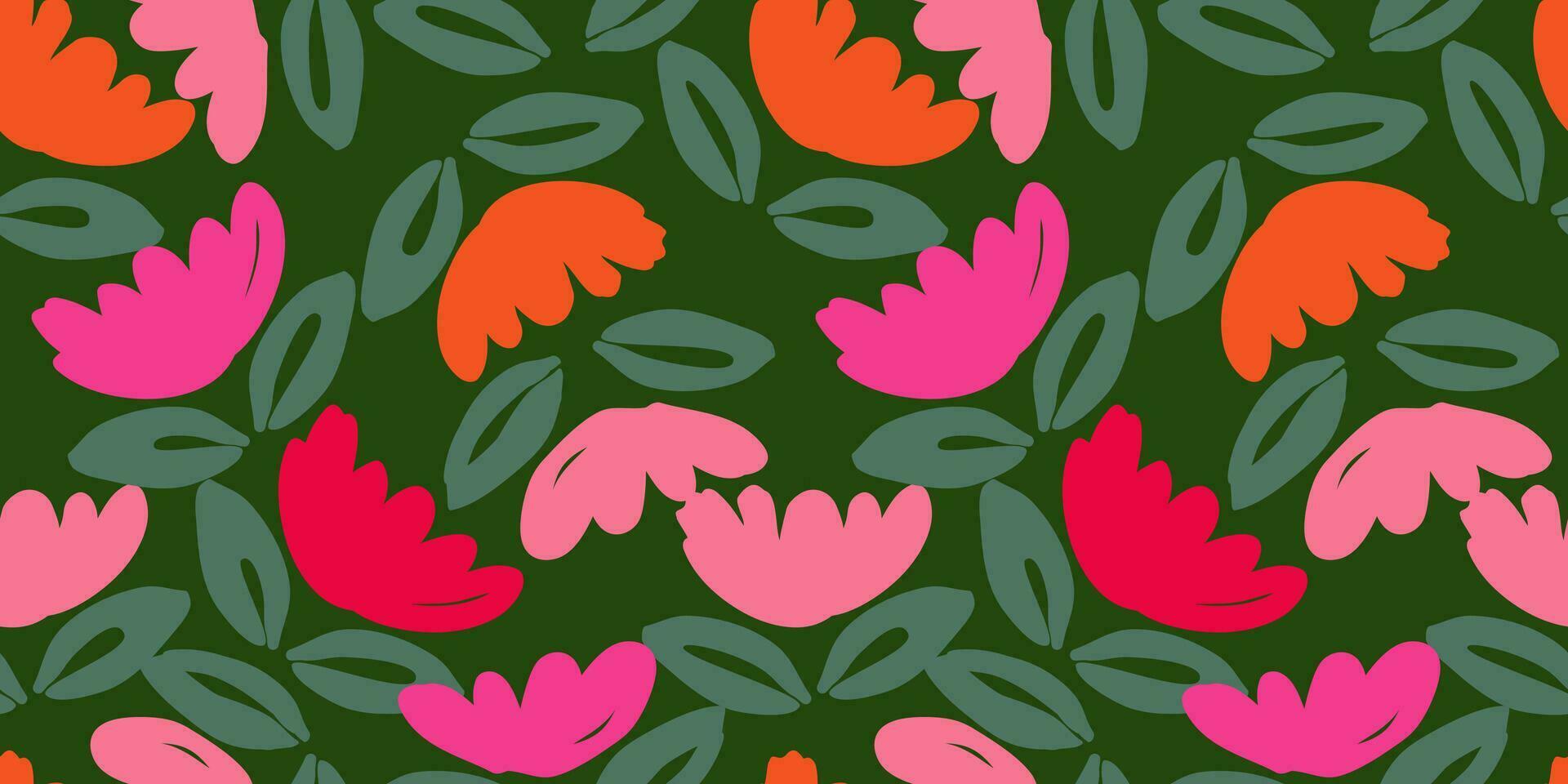 mano dibujado flores, sin costura patrones con floral para tela, textiles, ropa, envase papel, cubrir, bandera, interior decoración, resumen antecedentes. vector