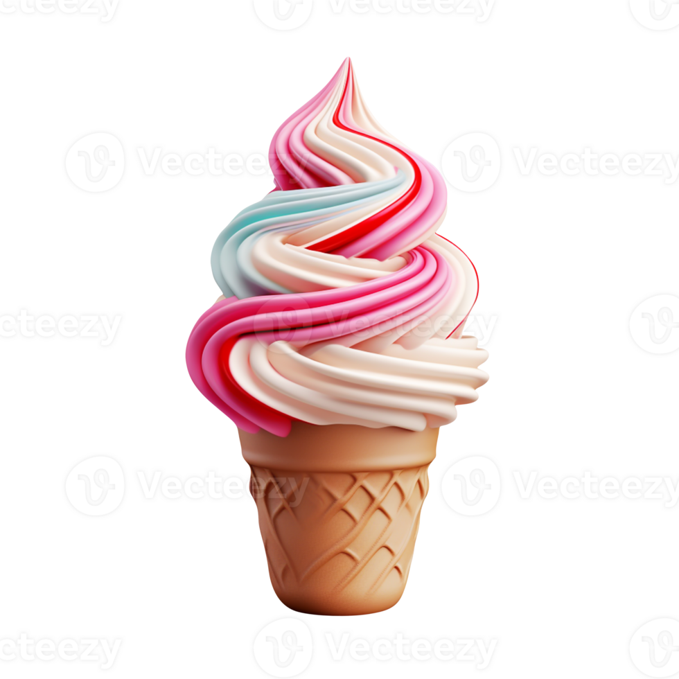 Icecream cone. 3D illustration, AI generative. png