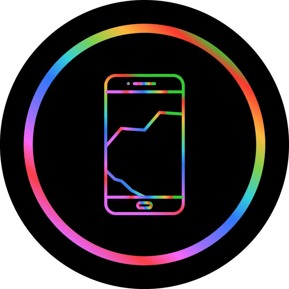 icono de vector de teléfono celular roto