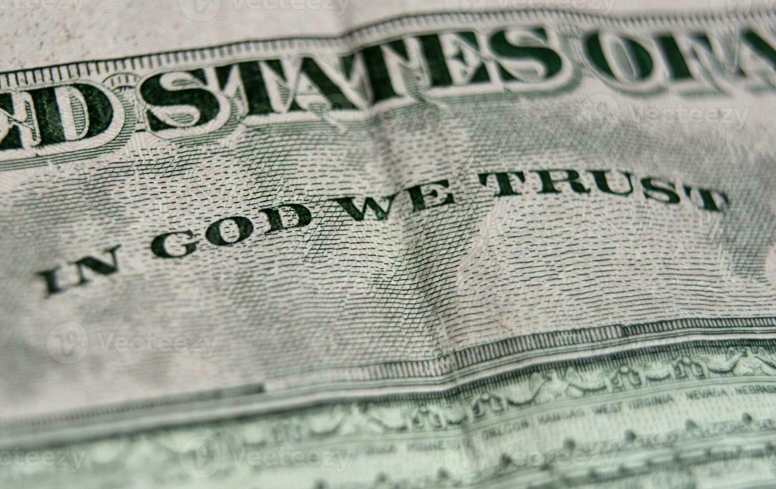 Back Side Macro of a Five Dollar Bill photo