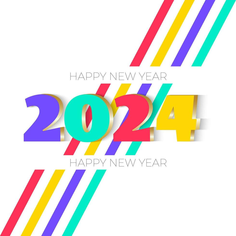 Happy new year 3d full color vector