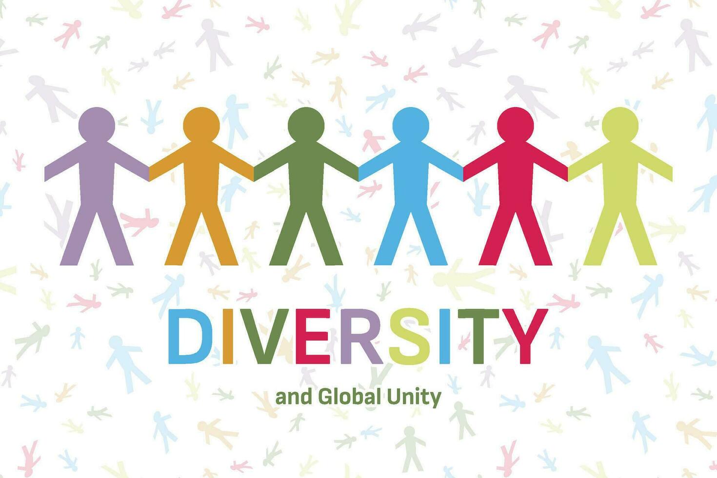 Concept of diverse culture and multi-ethnic multiracial people. Diverse society and ethnicity holding hands and working together. Diversity, equity and inclusion concept. vector