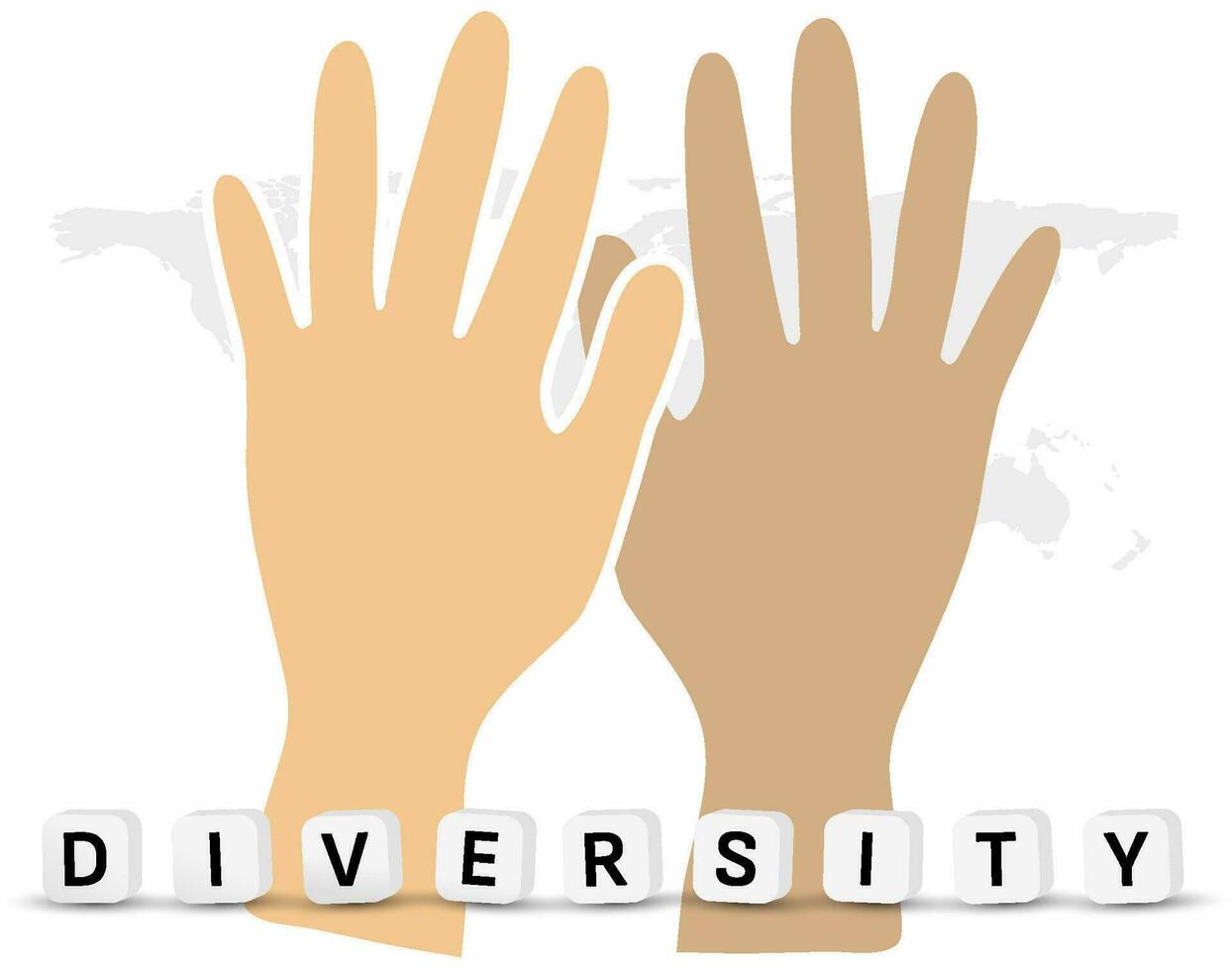 Concept of diverse culture and multi-ethnic multiracial people. Diverse society and ethnicity holding hands and working together. Diversity, equity and inclusion concept. vector
