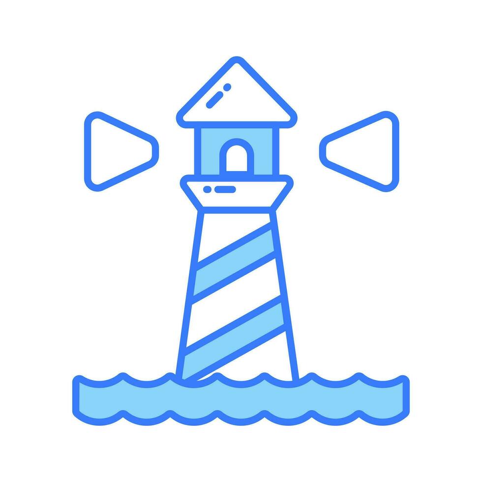 A tower containing a beacon light to warn or guide ships at sea, well designed icon of lighthouse vector