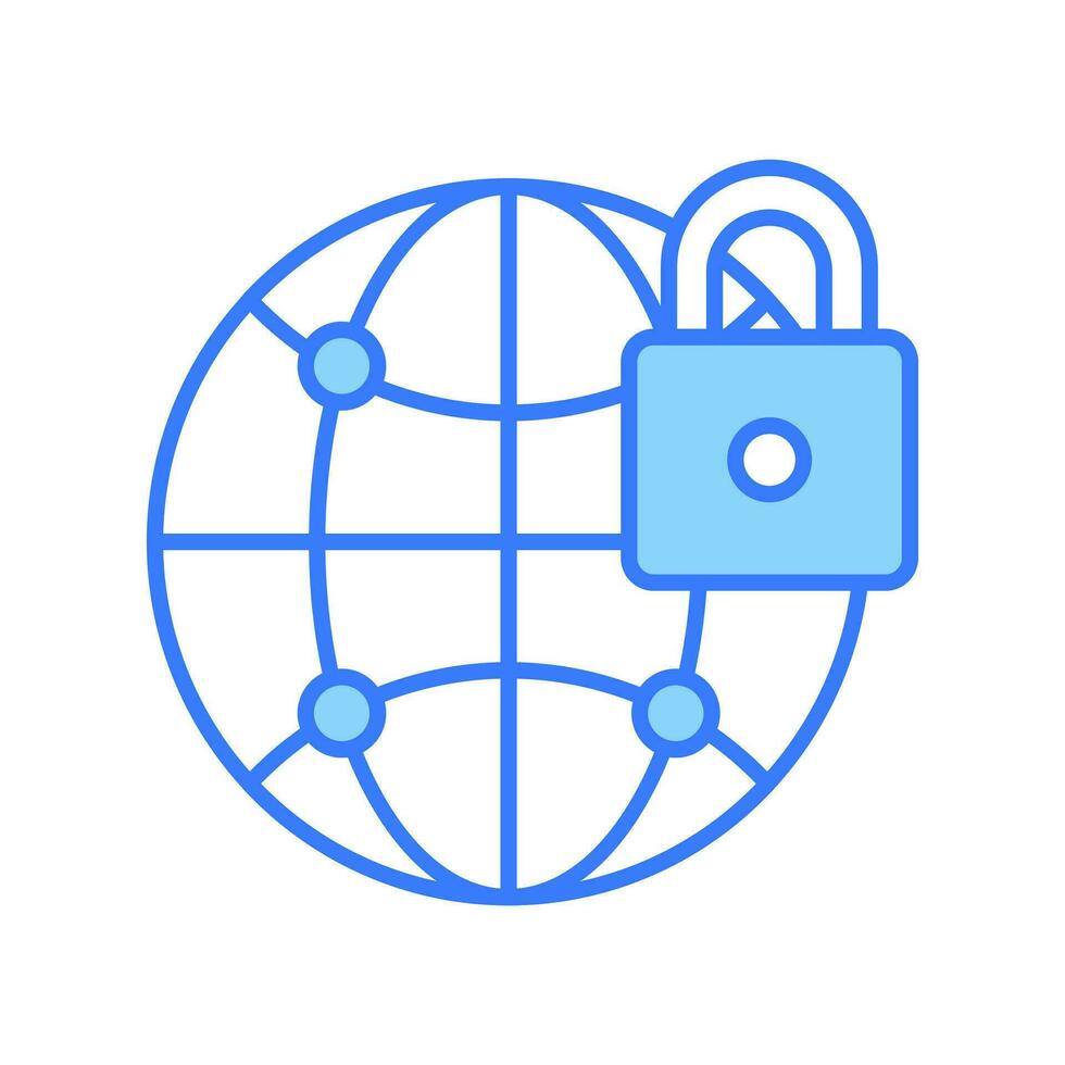 padlock with network globe denoting vector of global network security