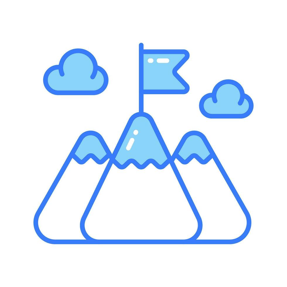 Flag on top of mountain, concept icon of mission in trendy style vector