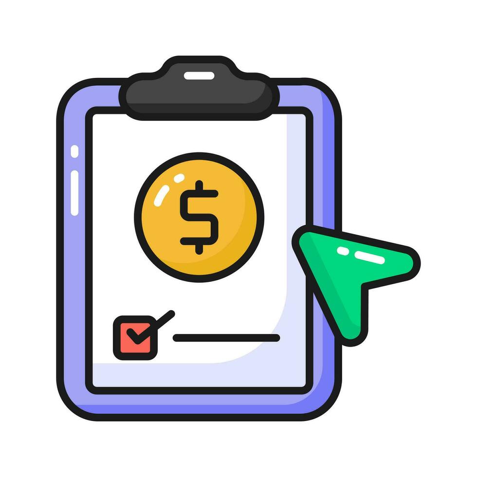 Dollar on page depicting concept vector of financial document, ready to use icon