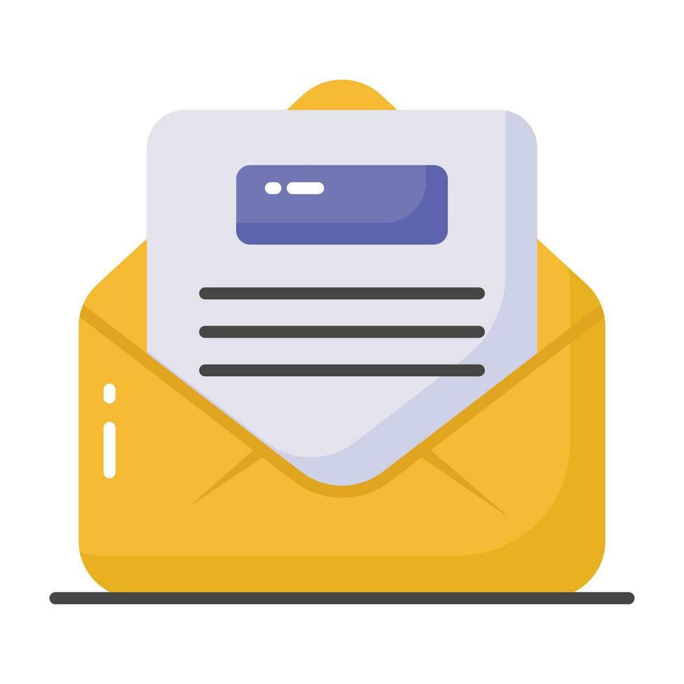 Document inside letter envelope showing letter concept vector