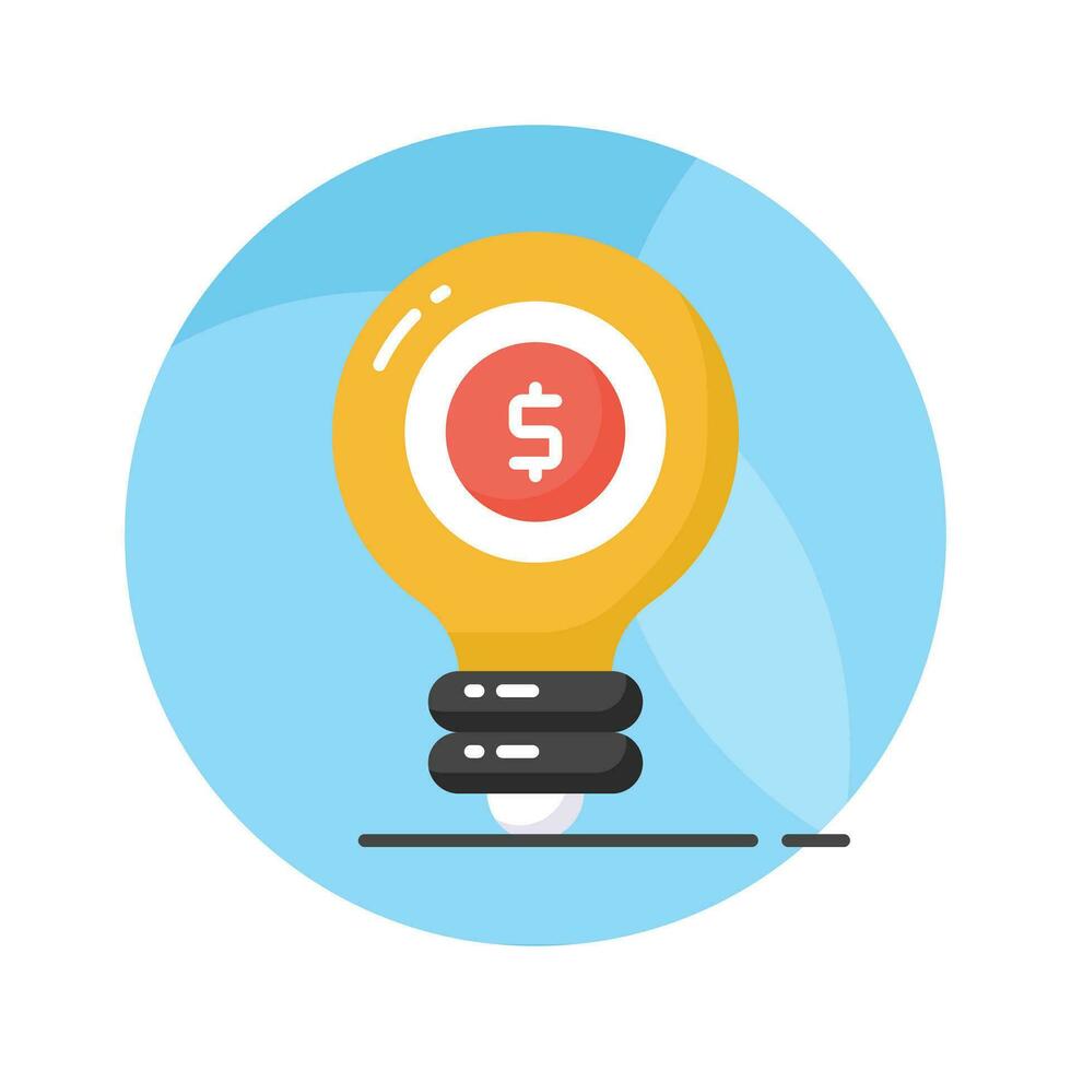 Dollar inside bulb depicting innovative idea, financial idea icon design vector