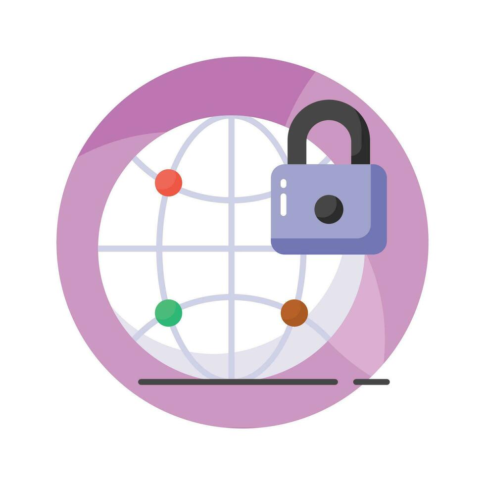 padlock with network globe denoting vector of global network security