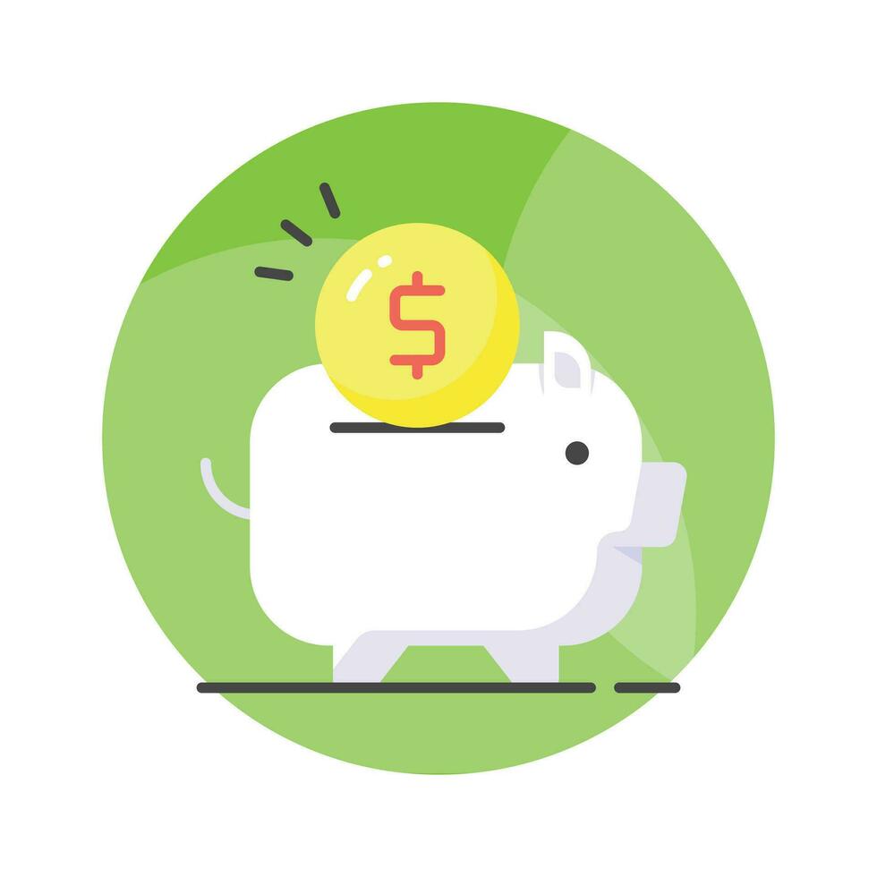 Piggy bank with dollar coin, trendy flat vector design of money savings