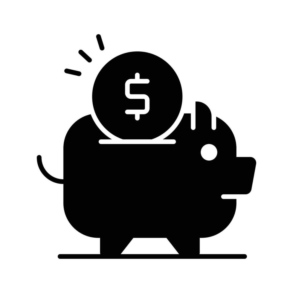 Piggy bank with dollar coin, trendy flat vector design of money savings