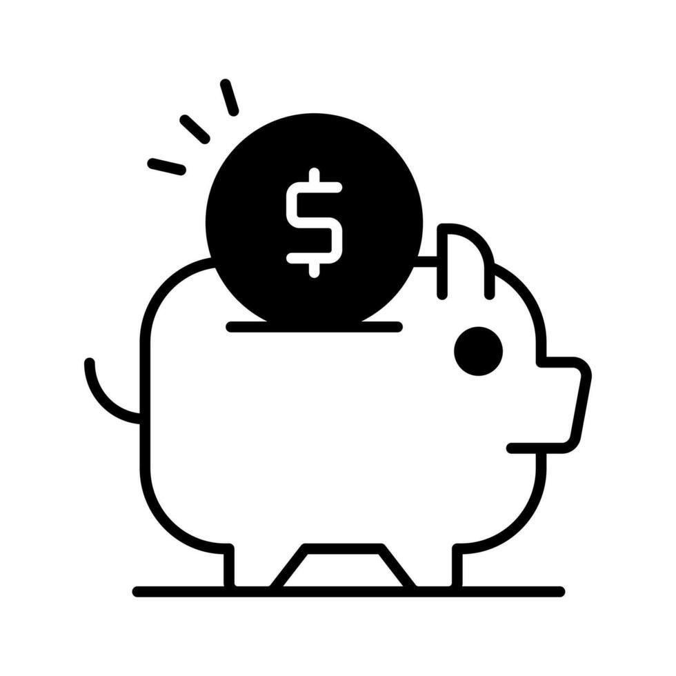 Piggy bank with dollar coin, trendy flat vector design of money savings