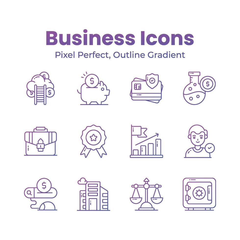 Get your hands on this beautifully designed business icons set in trendy style, ready to use vectors