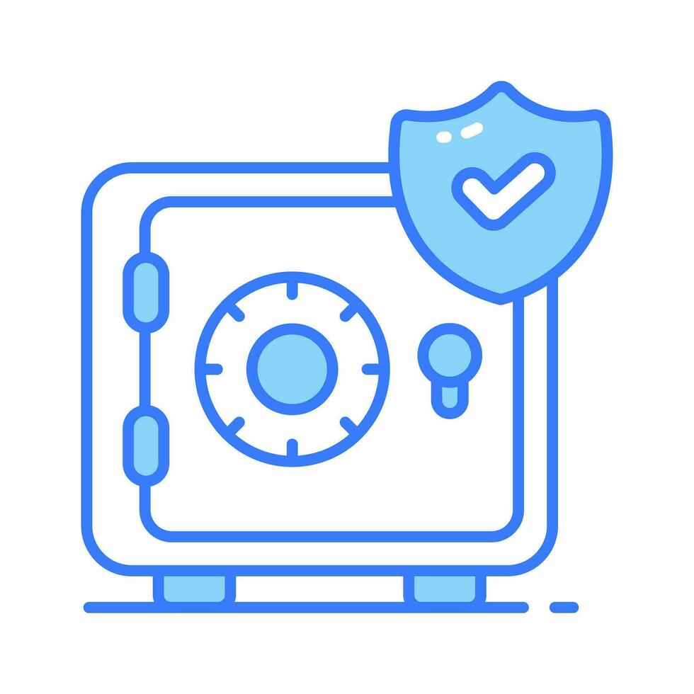 Money locker, bank locker with safety shield, locker security, safe vault vector design