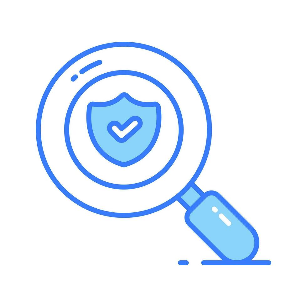 Security shield with magnifier, security search icon, safety check vector design