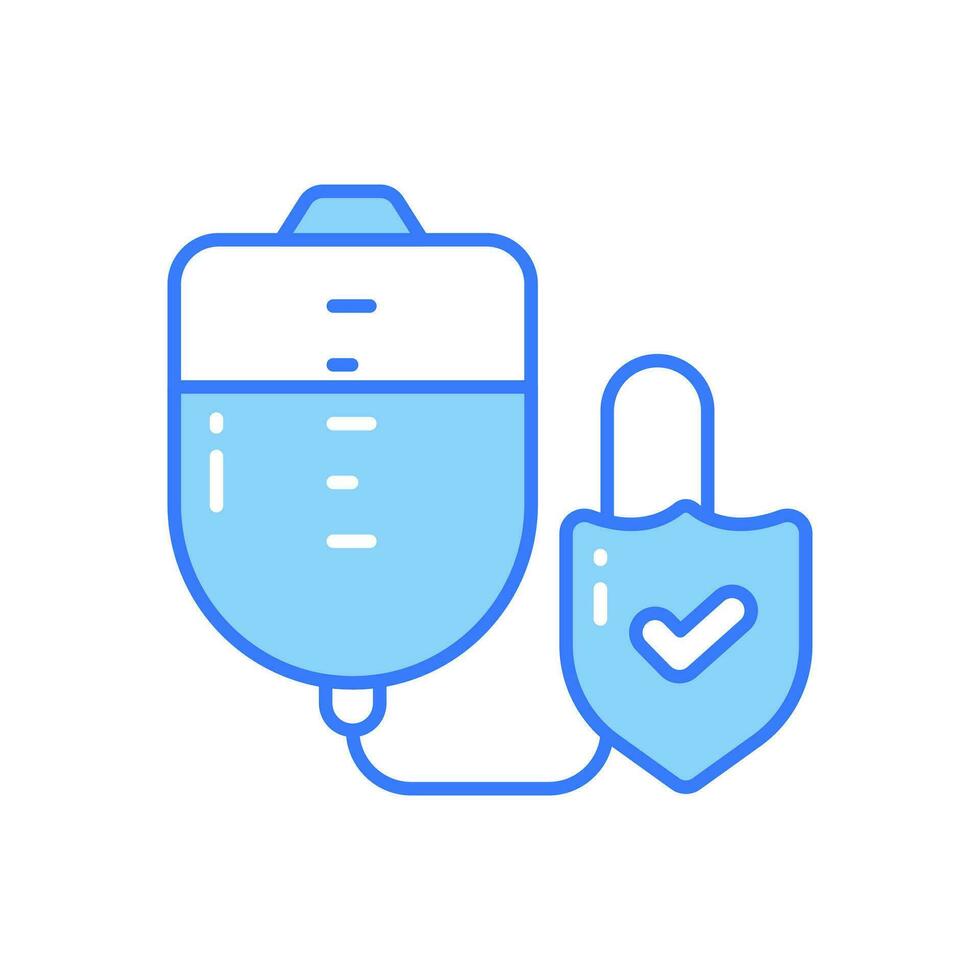 Blood bag with protection shield showing concept icon of blood bag protection vector