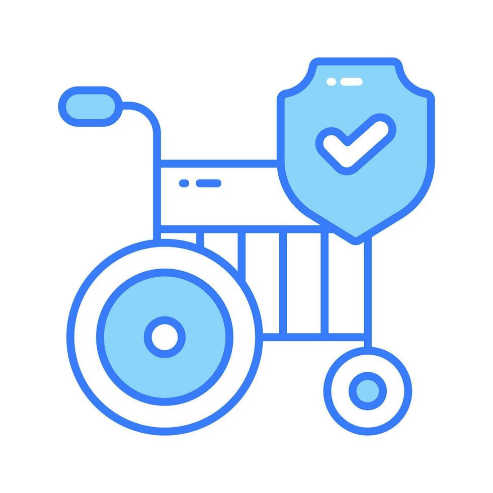 Wheelchair with safety shield, concept icon of disability insurance, disablement benefit vector