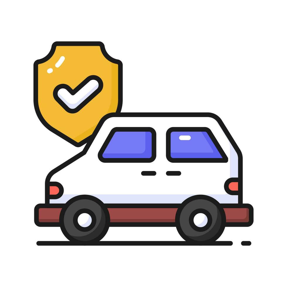 Download this premium icon of car insurance, protection shield with car, car safety vector