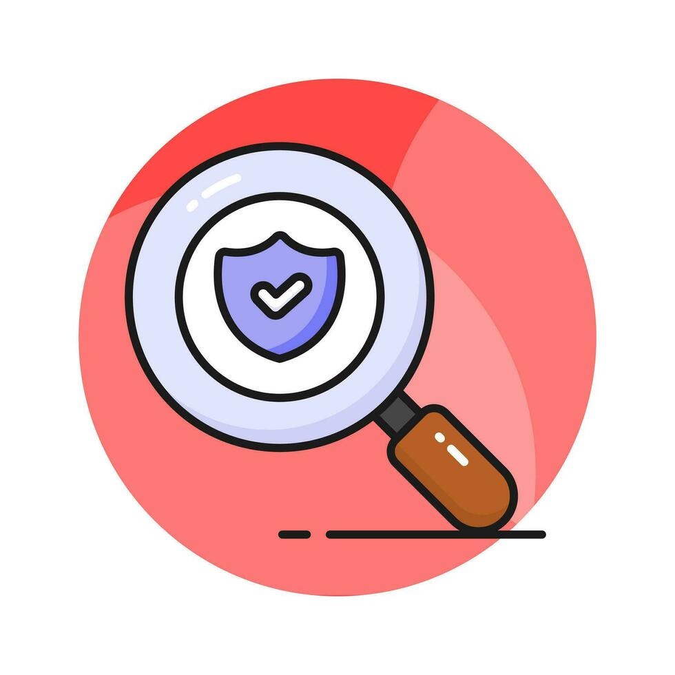 Security shield with magnifier, security search icon, safety check vector design