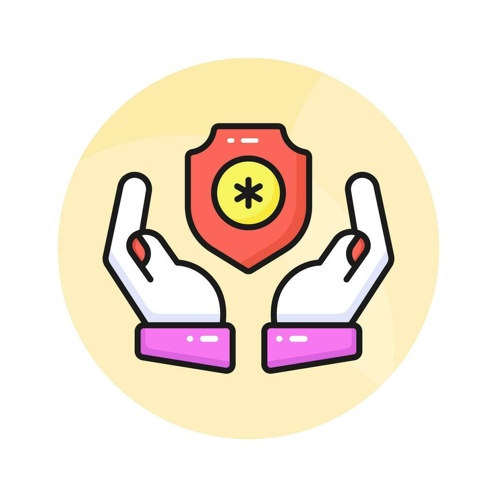 Hands holding medical shield, concept of health insurance, medical insurance vector