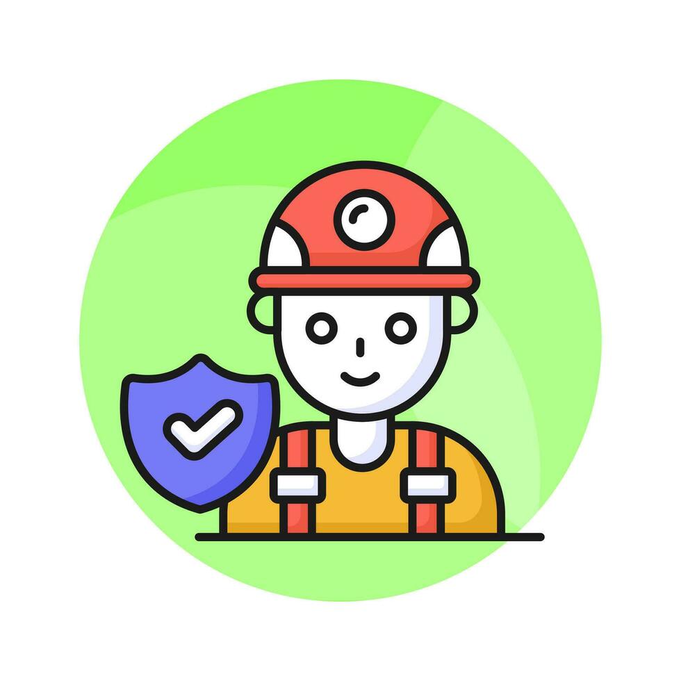 Protection shield with worker avatar, worker protection, worker insurance vector design