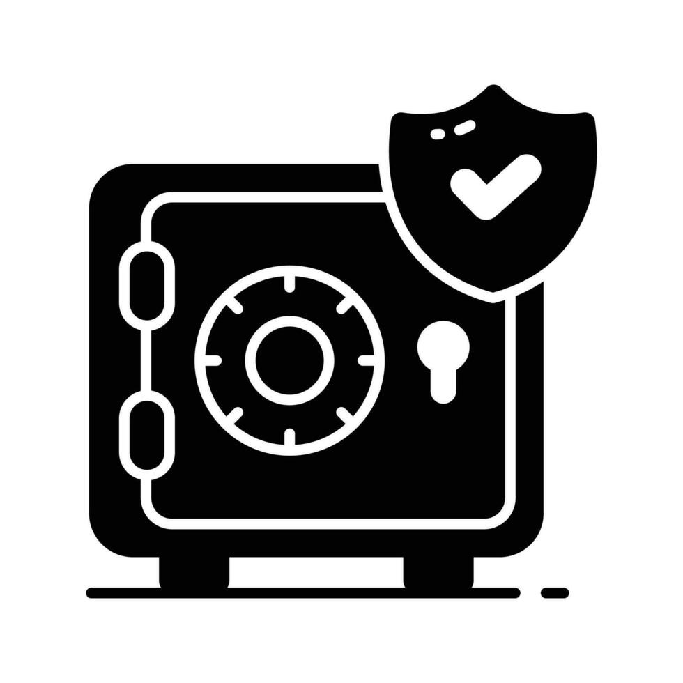 Money locker, bank locker with safety shield, locker security, safe vault vector design