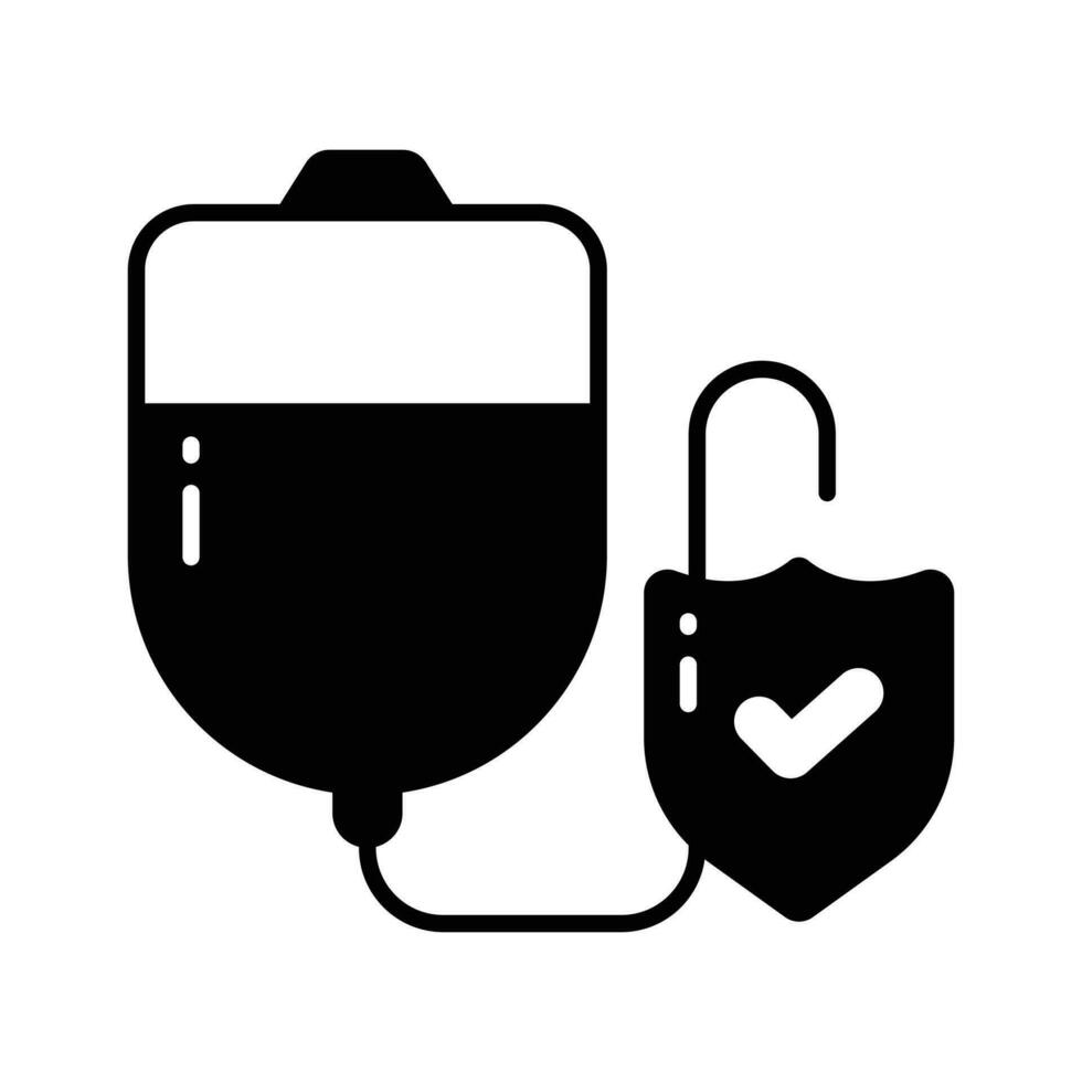 Blood bag with protection shield showing concept icon of blood bag protection vector