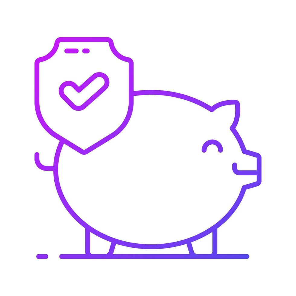 Shield with piggy bank denoting the concept of financial insurance vector