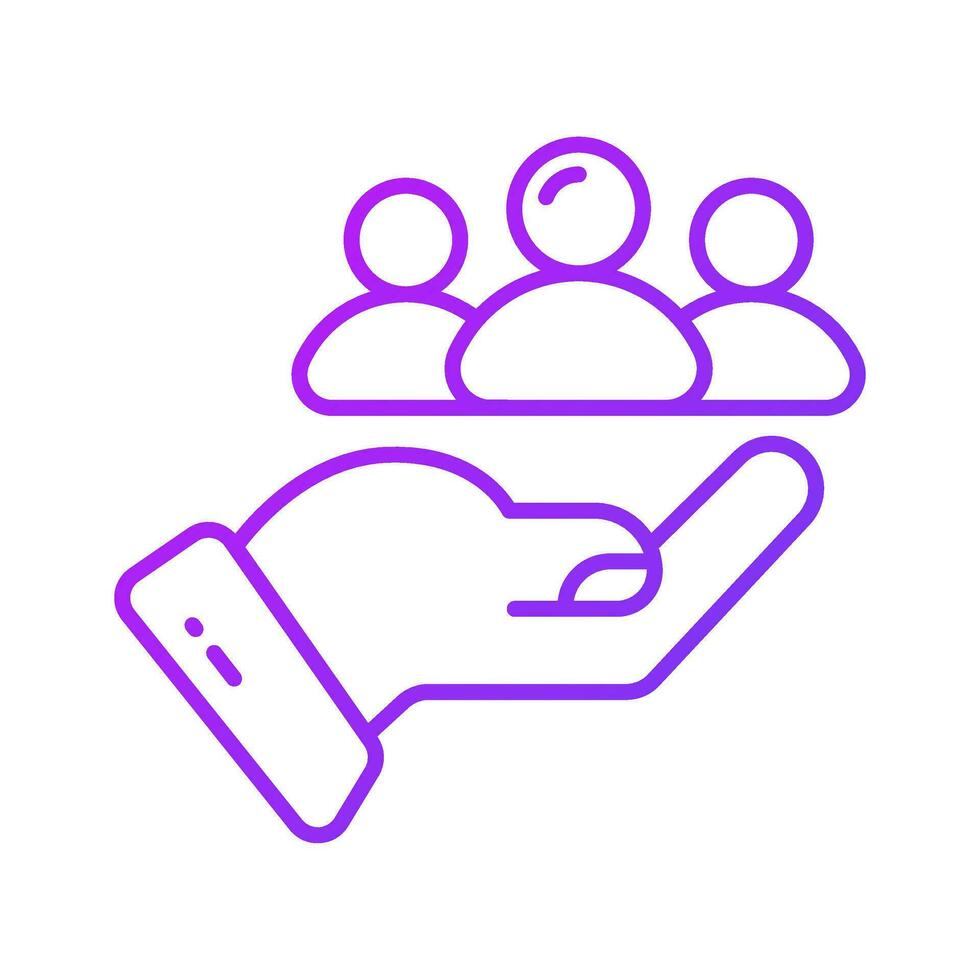 Hand holding persons showing concept vector of client servicing, flat icon of customer care