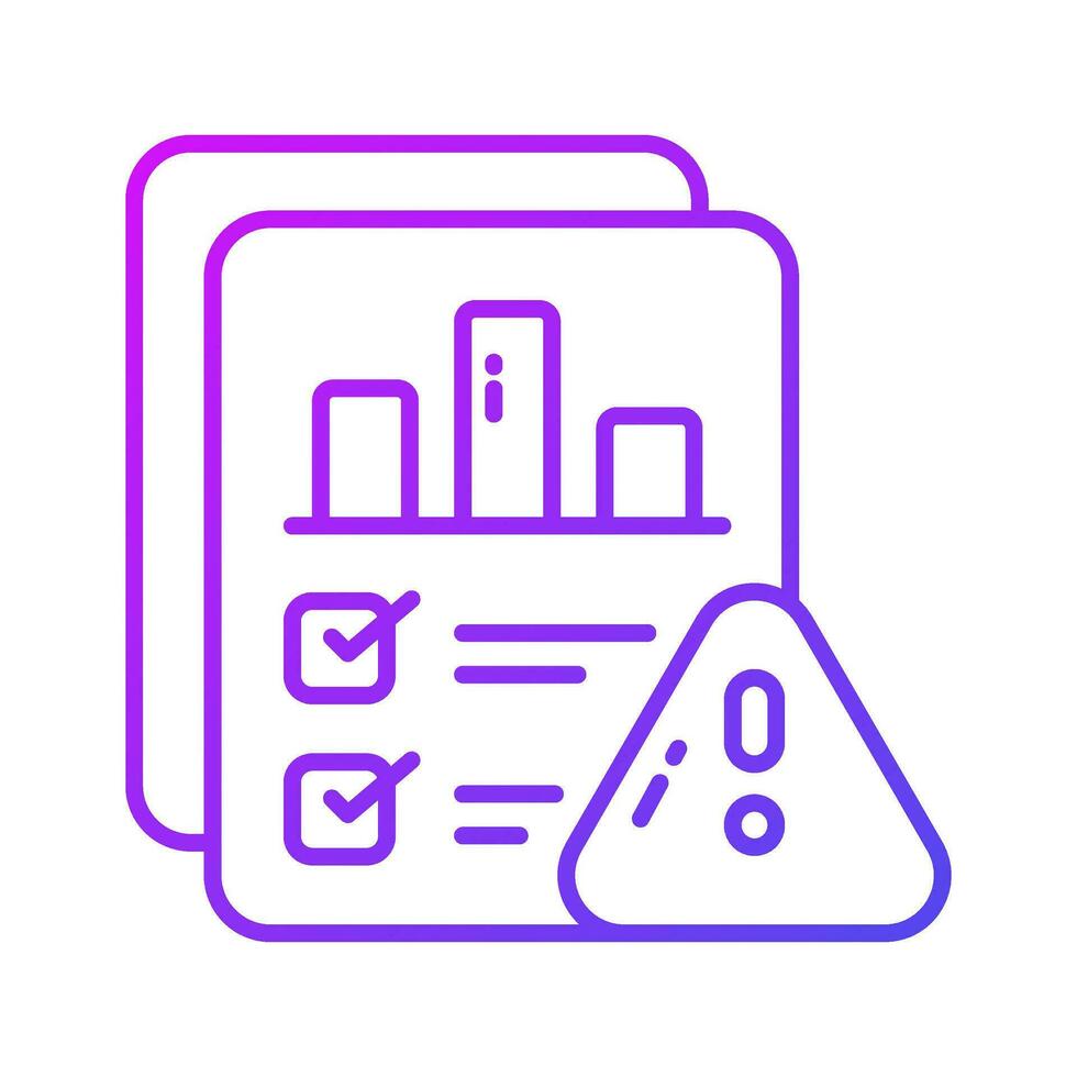 Report with exclamation mark, report alert, error, danger, analysis, attention vector design