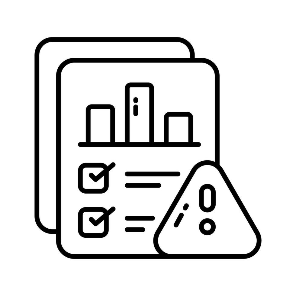 Report with exclamation mark, report alert, error, danger, analysis, attention vector design