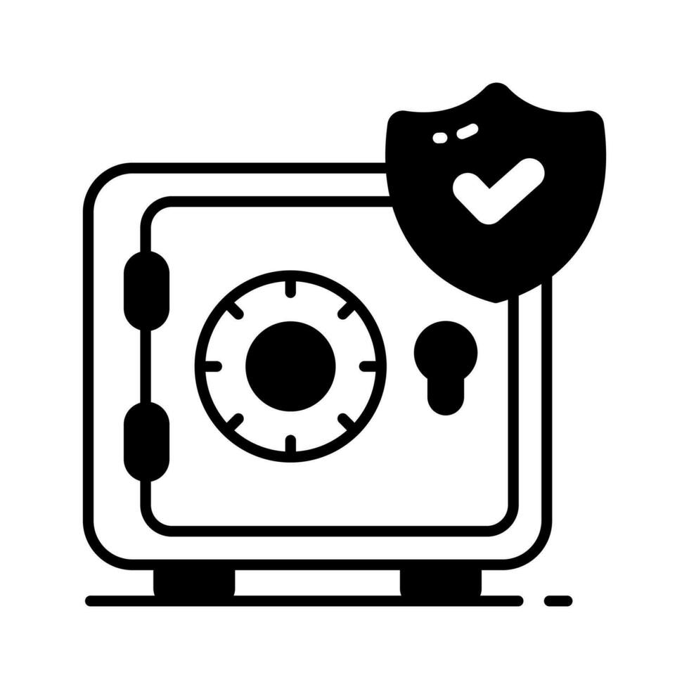 Money locker, bank locker with safety shield, locker security, safe vault vector design
