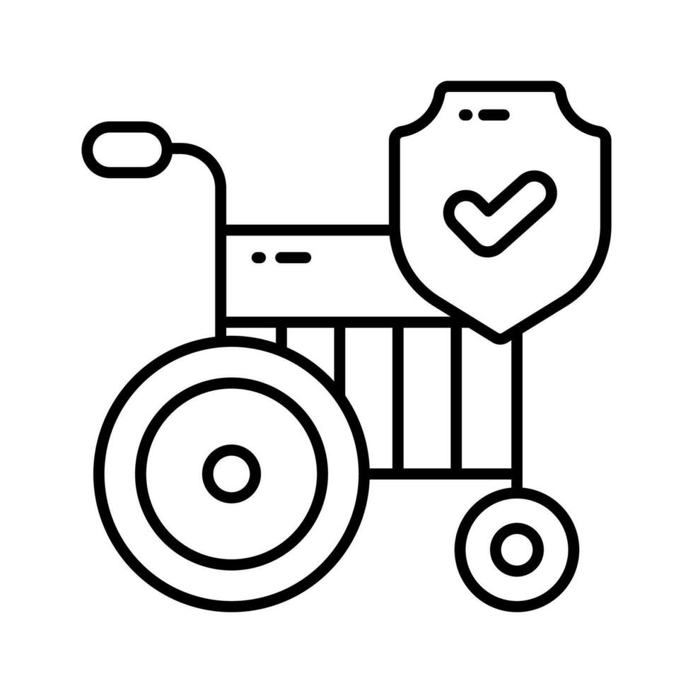 Wheelchair with safety shield, concept icon of disability insurance, disablement benefit vector