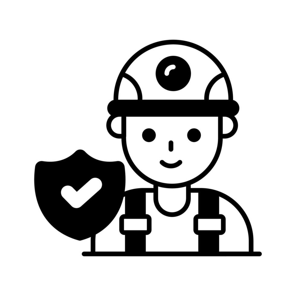 Protection shield with worker avatar, worker protection, worker insurance vector design