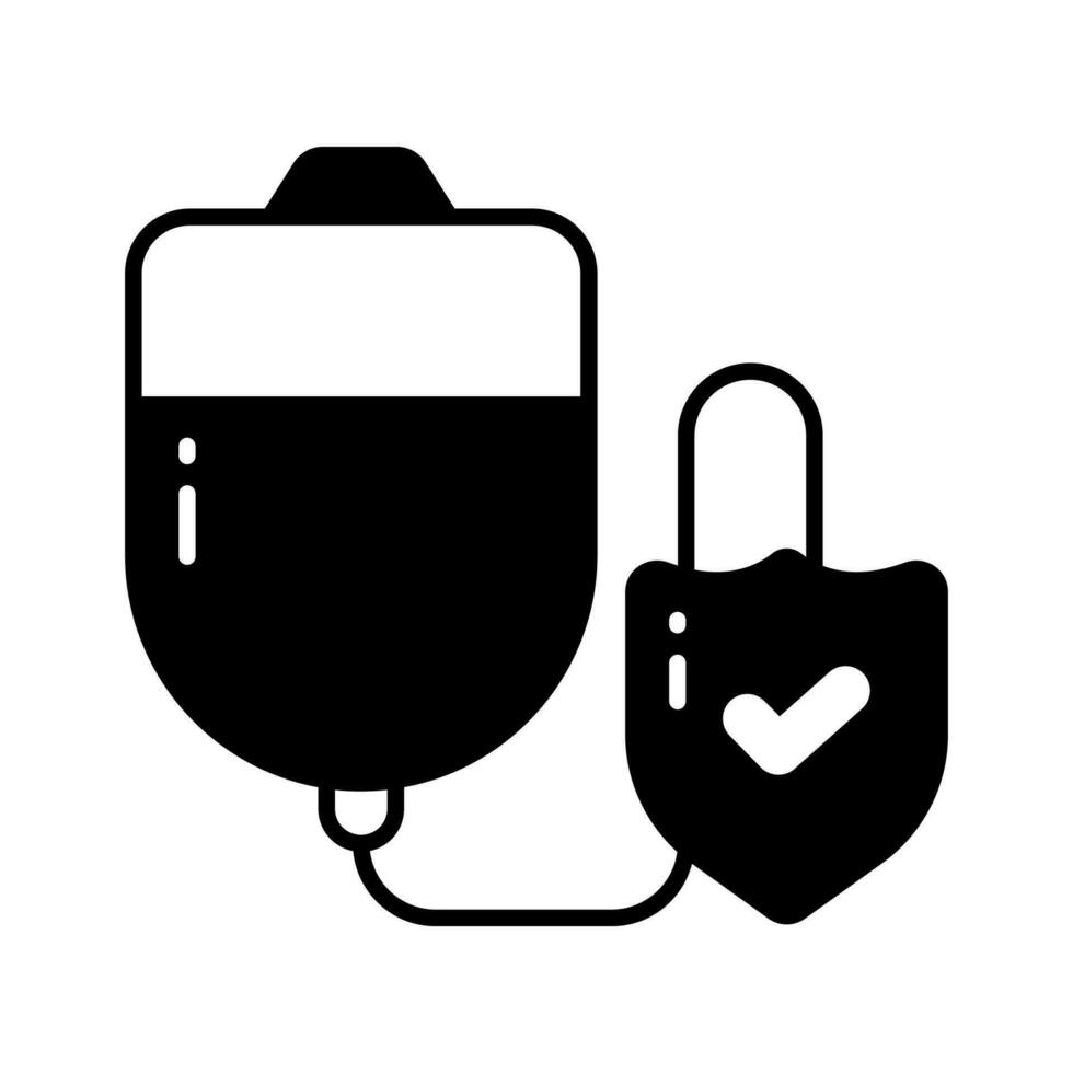 Blood bag with protection shield showing concept icon of blood bag protection vector