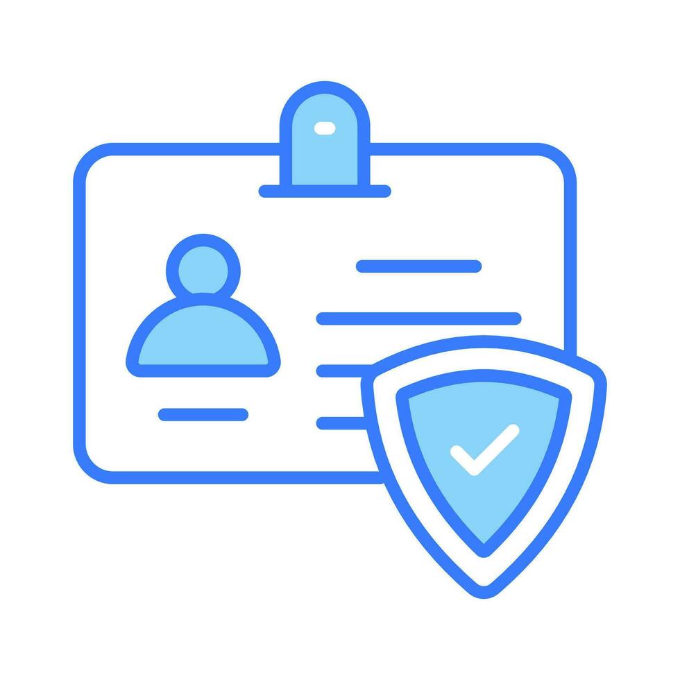 Protection shield on id card, secure id vector design, isolated on white background