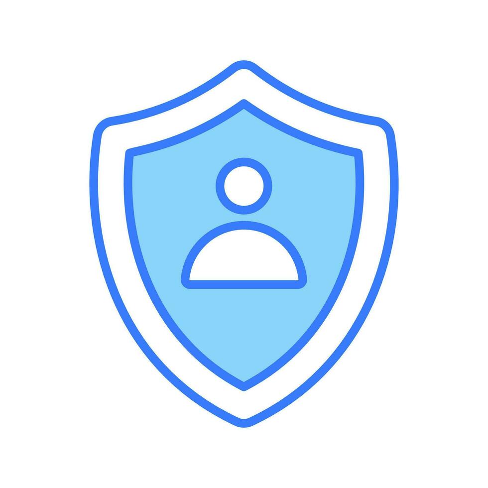 User inside shield, vector of user protection, personal security icon design