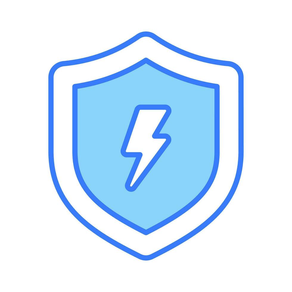 Lightning bolt with protection shield, amazing icon of safe energy, energy protection vector